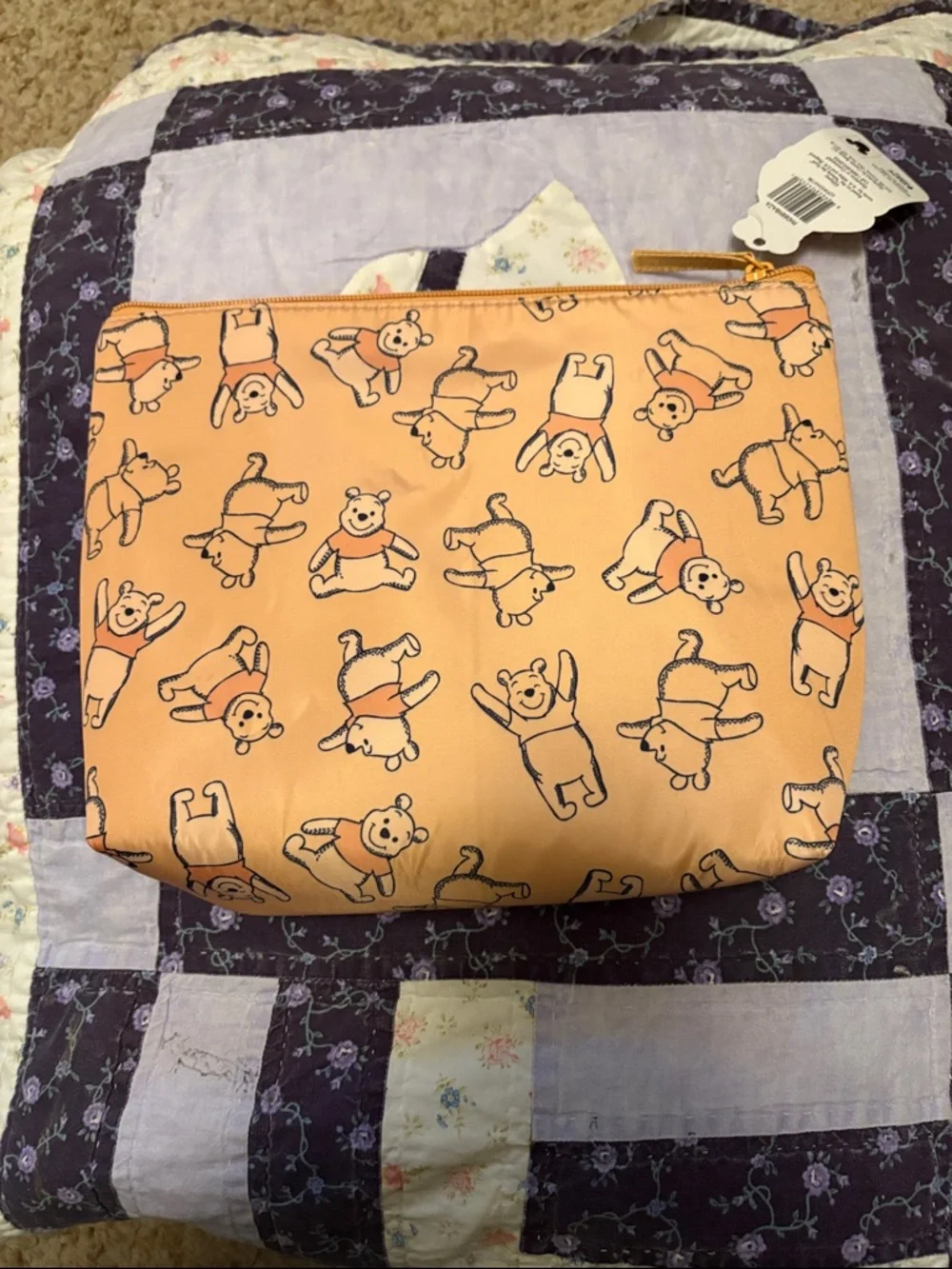 Disney Winnie the Pooh Peach Zip Cosmetic Pouch with Tag